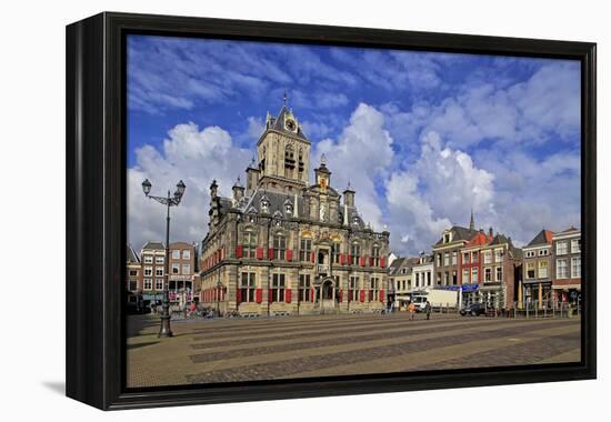 Market Square with Town Hall, Delft, South Holland, Netherlands, Europe-Hans-Peter Merten-Framed Premier Image Canvas