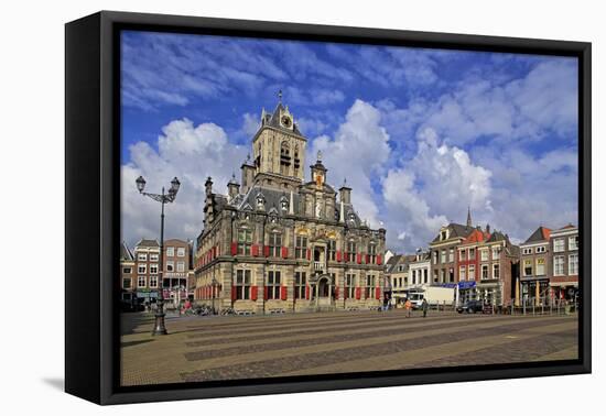 Market Square with Town Hall, Delft, South Holland, Netherlands, Europe-Hans-Peter Merten-Framed Premier Image Canvas