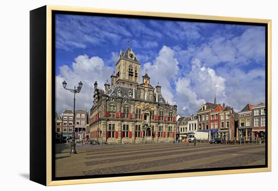 Market Square with Town Hall, Delft, South Holland, Netherlands, Europe-Hans-Peter Merten-Framed Premier Image Canvas