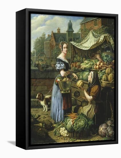 Market Stall in Bruges-Henri Voordecker-Framed Premier Image Canvas