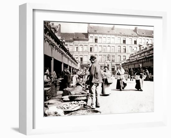 Market Stalls, Antwerp, 1898-James Batkin-Framed Photographic Print