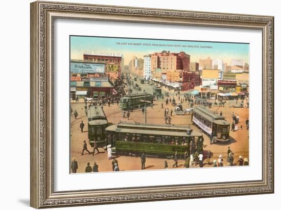 Market Street, Cable Cars, San Francisco, California-null-Framed Art Print