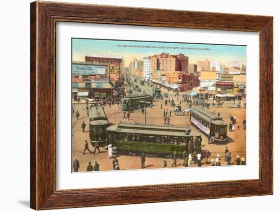 Market Street, Cable Cars, San Francisco, California-null-Framed Art Print