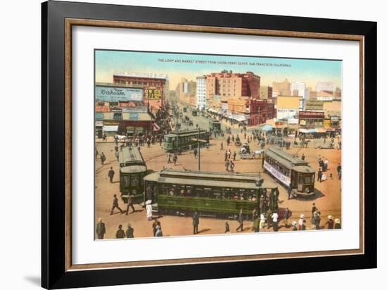 Market Street, Cable Cars, San Francisco, California-null-Framed Art Print