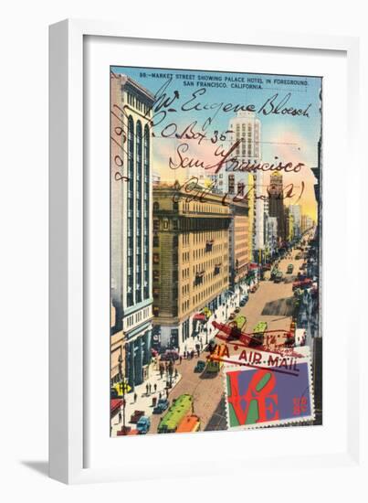 Market Street, San Francisco, Vintage Postcard Collage-Piddix-Framed Art Print