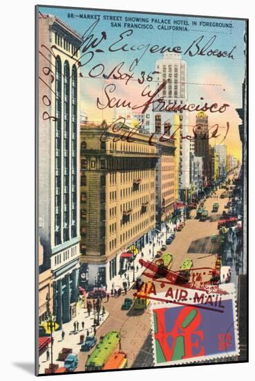 Market Street, San Francisco, Vintage Postcard Collage-Piddix-Mounted Art Print