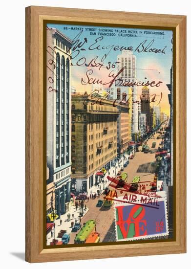 Market Street, San Francisco, Vintage Postcard Collage-Piddix-Framed Stretched Canvas