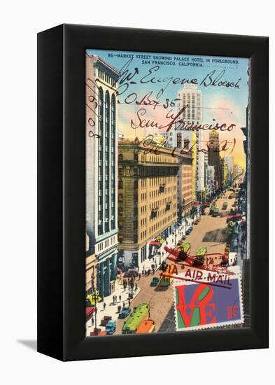 Market Street, San Francisco, Vintage Postcard Collage-Piddix-Framed Stretched Canvas