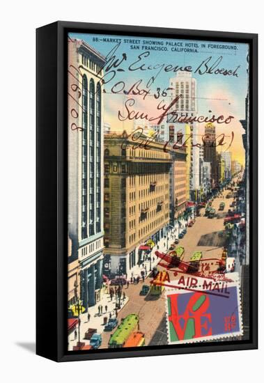 Market Street, San Francisco, Vintage Postcard Collage-Piddix-Framed Stretched Canvas