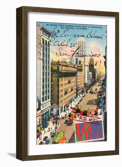 Market Street, San Francisco, Vintage Postcard Collage-Piddix-Framed Premium Giclee Print