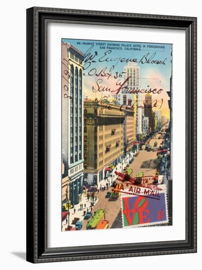 Market Street, San Francisco, Vintage Postcard Collage-Piddix-Framed Premium Giclee Print