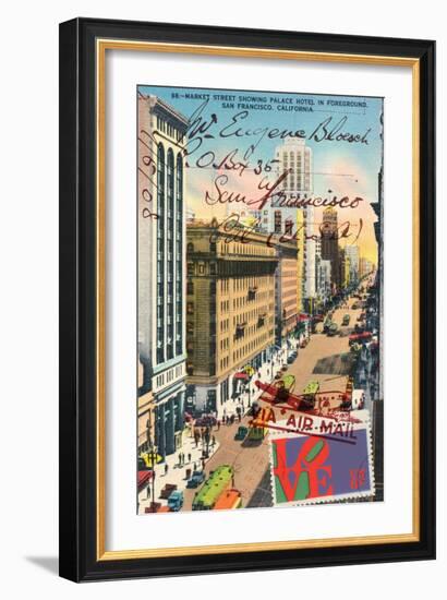 Market Street, San Francisco, Vintage Postcard Collage-Piddix-Framed Premium Giclee Print