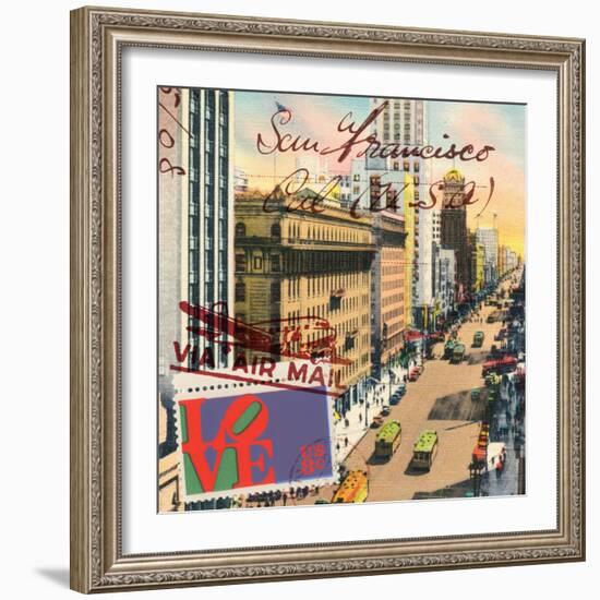 Market Street, San Francisco, Vintage Postcard Collage-Piddix-Framed Art Print