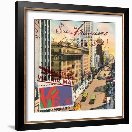 Market Street, San Francisco, Vintage Postcard Collage-Piddix-Framed Art Print