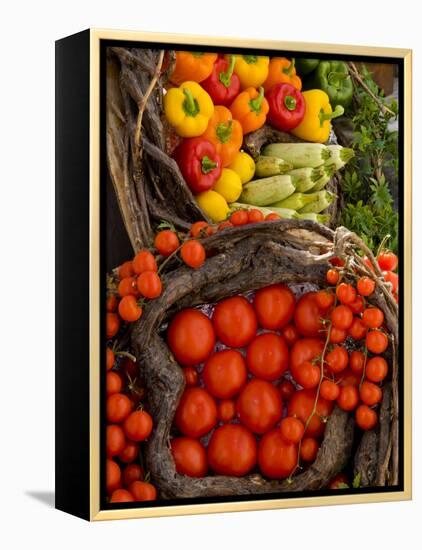 Market With Vegtables, Fira, Santorini, Greece-Darrell Gulin-Framed Premier Image Canvas