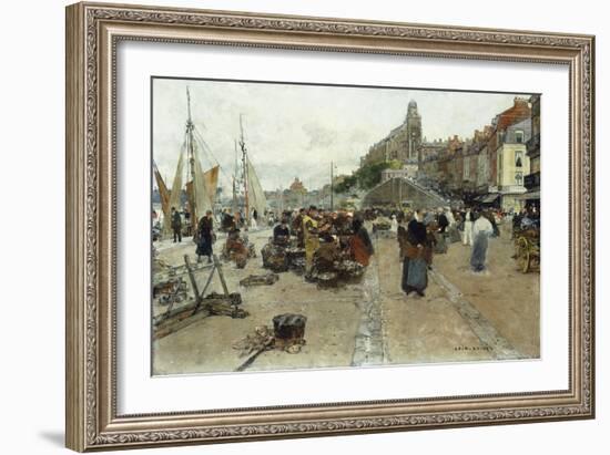 Marketplace by a Harbour-Luigi Loir-Framed Giclee Print