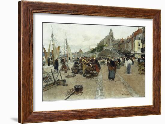 Marketplace by a Harbour-Luigi Loir-Framed Giclee Print