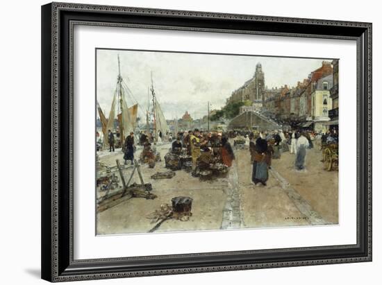 Marketplace by a Harbour-Luigi Loir-Framed Giclee Print