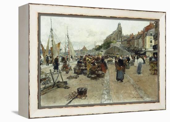 Marketplace by a Harbour-Luigi Loir-Framed Premier Image Canvas