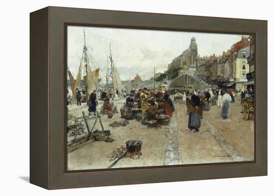 Marketplace by a Harbour-Luigi Loir-Framed Premier Image Canvas