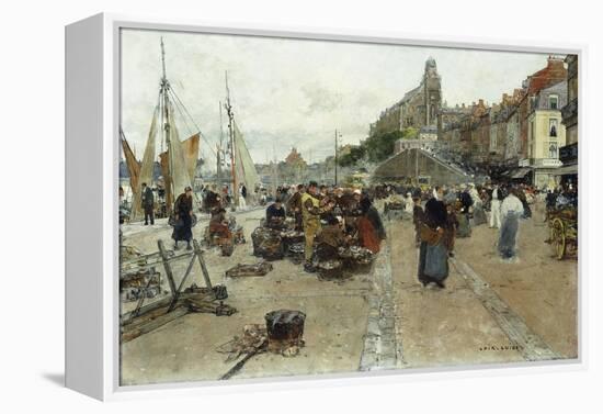 Marketplace by a Harbour-Luigi Loir-Framed Premier Image Canvas