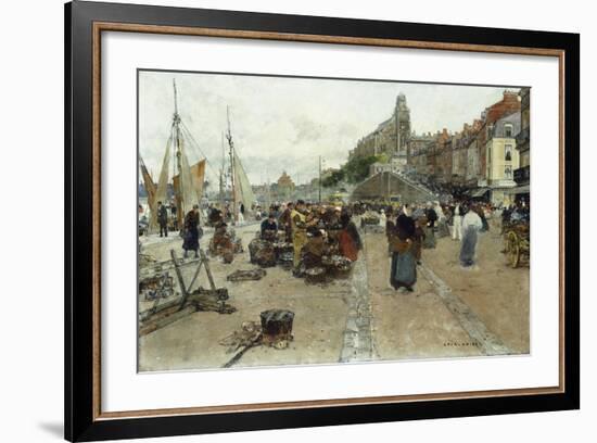 Marketplace by a Harbour-Luigi Loir-Framed Giclee Print