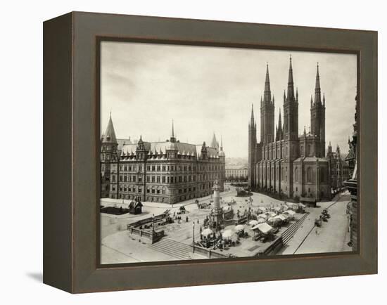 Marketplace in Wiesbaden in Germany-null-Framed Premier Image Canvas