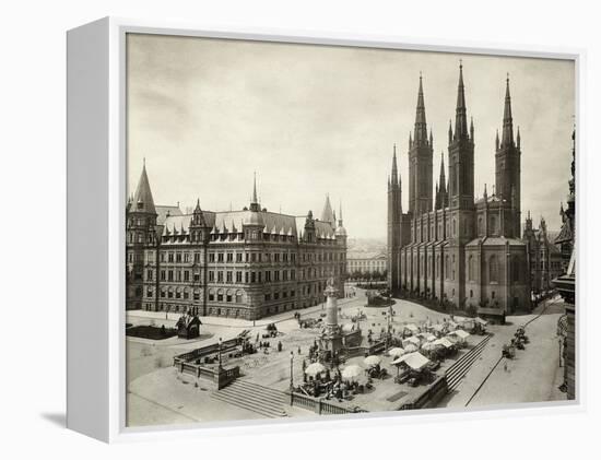 Marketplace in Wiesbaden in Germany-null-Framed Premier Image Canvas