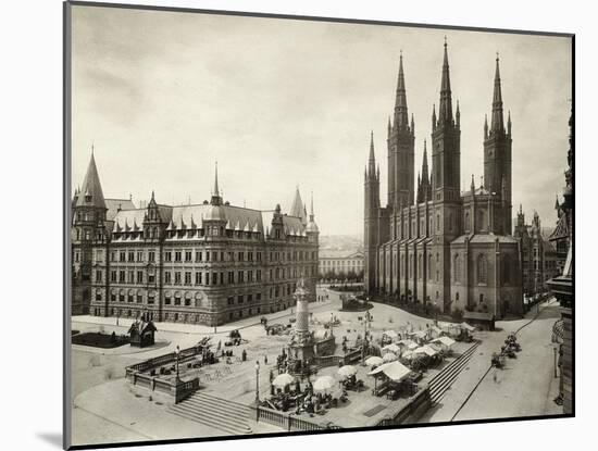 Marketplace in Wiesbaden in Germany-null-Mounted Photographic Print