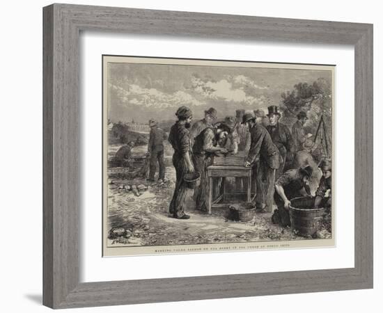 Marking Young Salmon on the Banks of the Tweed at Heugh Shiel-Henry Woods-Framed Giclee Print