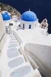 Church with Blue Dome with View of the Aegean Sea, Oia, Santorini, Cyclades, Greek Islands-Markus Lange-Photographic Print