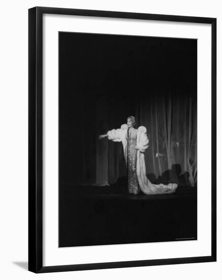 Marlene Dietrich, Wearing White Ermine Fur Coat During Her First Performance at the Titania Palast-James Whitmore-Framed Premium Photographic Print