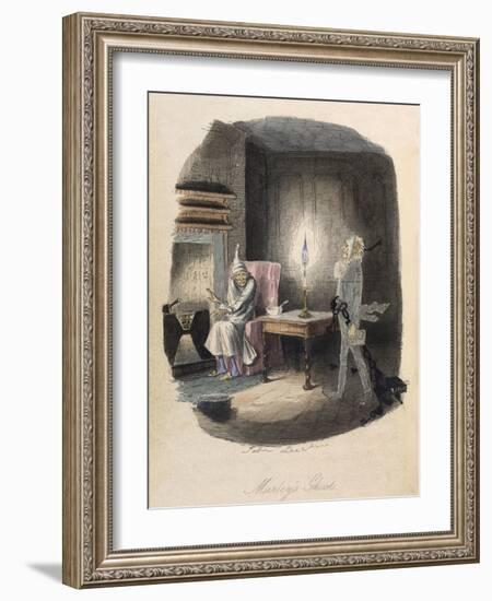 Marley's Ghost. Ebenezer Scrooge Visited by a Ghost-John Leech-Framed Giclee Print