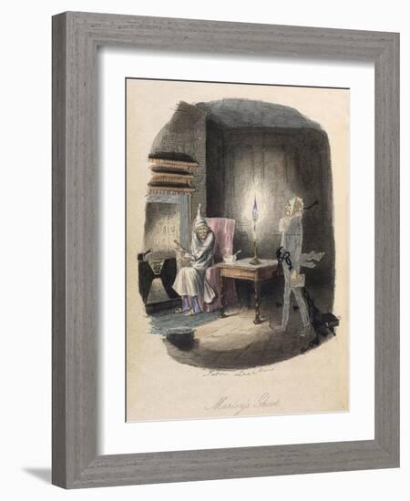 Marley's Ghost. Ebenezer Scrooge Visited by a Ghost-John Leech-Framed Giclee Print