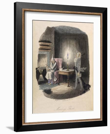 Marley's Ghost. Ebenezer Scrooge Visited by a Ghost-John Leech-Framed Giclee Print