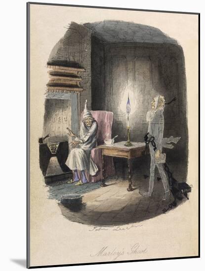 Marley's Ghost. Ebenezer Scrooge Visited by a Ghost-John Leech-Mounted Giclee Print