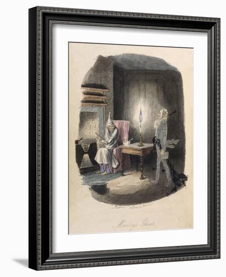 Marley's Ghost. Ebenezer Scrooge Visited by a Ghost-John Leech-Framed Giclee Print