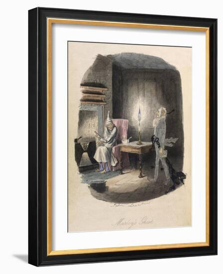 Marley's Ghost. Ebenezer Scrooge Visited by a Ghost-John Leech-Framed Giclee Print