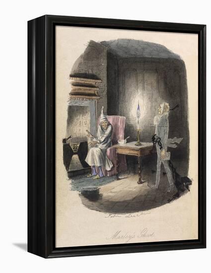 Marley's Ghost. Ebenezer Scrooge Visited by a Ghost-John Leech-Framed Premier Image Canvas