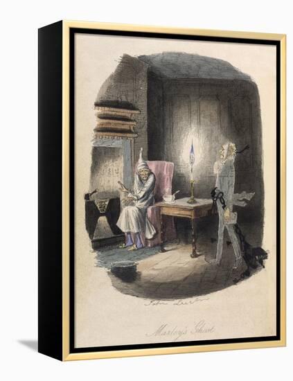 Marley's Ghost. Ebenezer Scrooge Visited by a Ghost-John Leech-Framed Premier Image Canvas