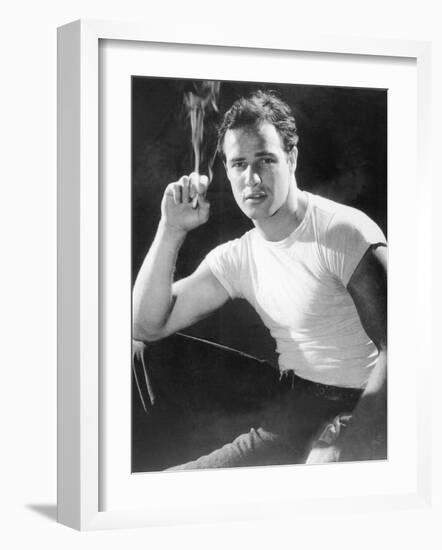 Marlon Brando, Portrait from a Streetcar Named Desire, 1951-null-Framed Photo