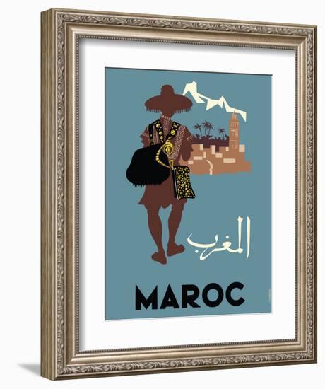 Maroc (Morocco) - Native Moroccan approaches town-Claude Fevrier-Framed Giclee Print