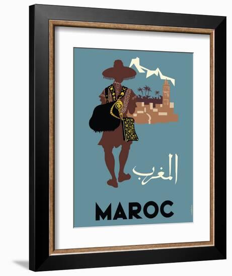 Maroc (Morocco) - Native Moroccan approaches town-Claude Fevrier-Framed Giclee Print