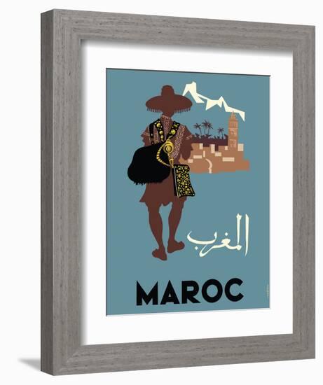 Maroc (Morocco) - Native Moroccan approaches town-Claude Fevrier-Framed Giclee Print