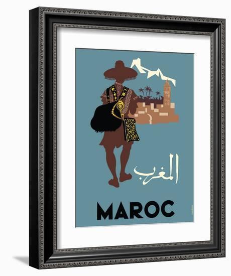 Maroc (Morocco) - Native Moroccan approaches town-Claude Fevrier-Framed Giclee Print