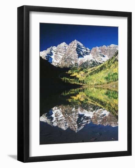 Maroon Bells Reflected in Maroon Lake, White River National Forest, Colorado, USA-Adam Jones-Framed Photographic Print