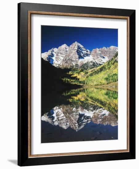 Maroon Bells Reflected in Maroon Lake, White River National Forest, Colorado, USA-Adam Jones-Framed Photographic Print