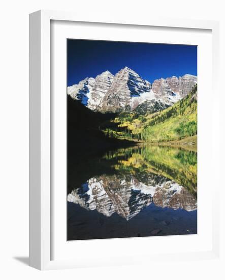 Maroon Bells Reflected in Maroon Lake, White River National Forest, Colorado, USA-Adam Jones-Framed Photographic Print