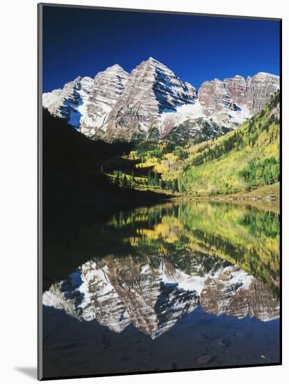 Maroon Bells Reflected in Maroon Lake, White River National Forest, Colorado, USA-Adam Jones-Mounted Photographic Print