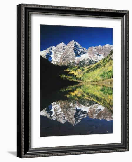 Maroon Bells Reflected in Maroon Lake, White River National Forest, Colorado, USA-Adam Jones-Framed Photographic Print